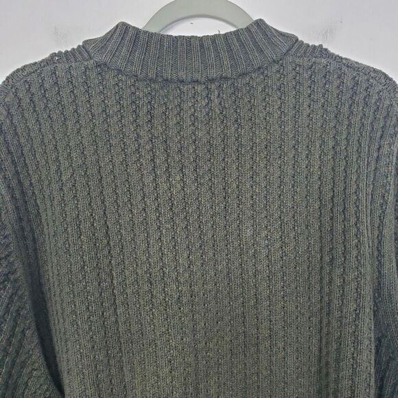 Eddie Bauer Sweater Pullover Thick Cableknit Fisherman Mock Collar Mens L Tall - Picture 7 of 9